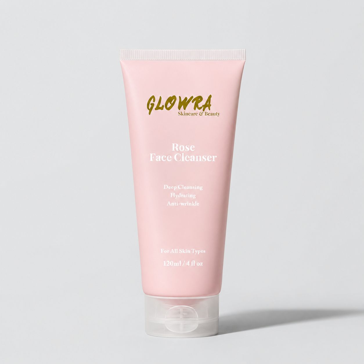 Glowra Rose Face Cleanser 120ml hydrating facial cleanser bottle