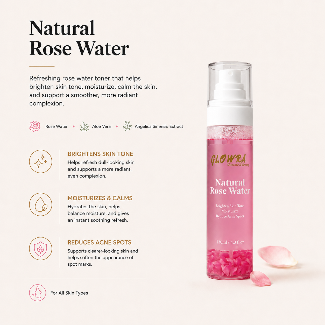 Natural Rose Water Toner - 130ml